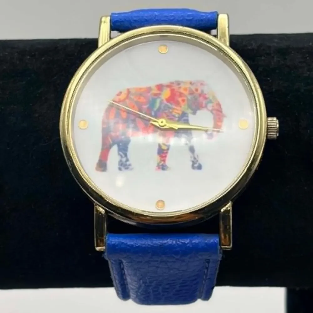 Gold & Blue Elephant Men's Watch